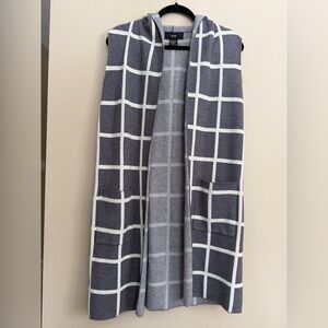 Gray and White Windowpane Vest